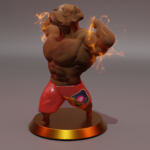 Legendary Paw 3d rendered dog with muscles and fire NFT